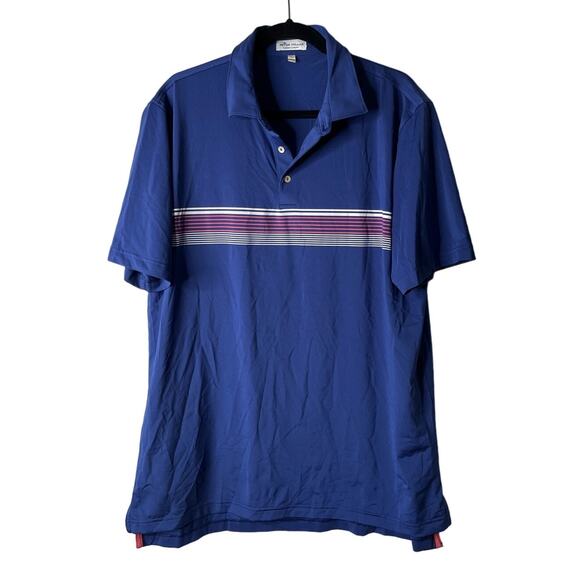 Peter Millar Blue Stripe Summer Comfort Polo Shirt Size Large - Picture 1 of 6